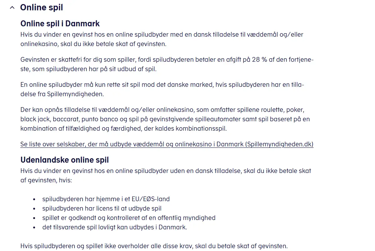 SKATs officielle vejledning om skat af gevinster fra online spil i Danmark og udlandet