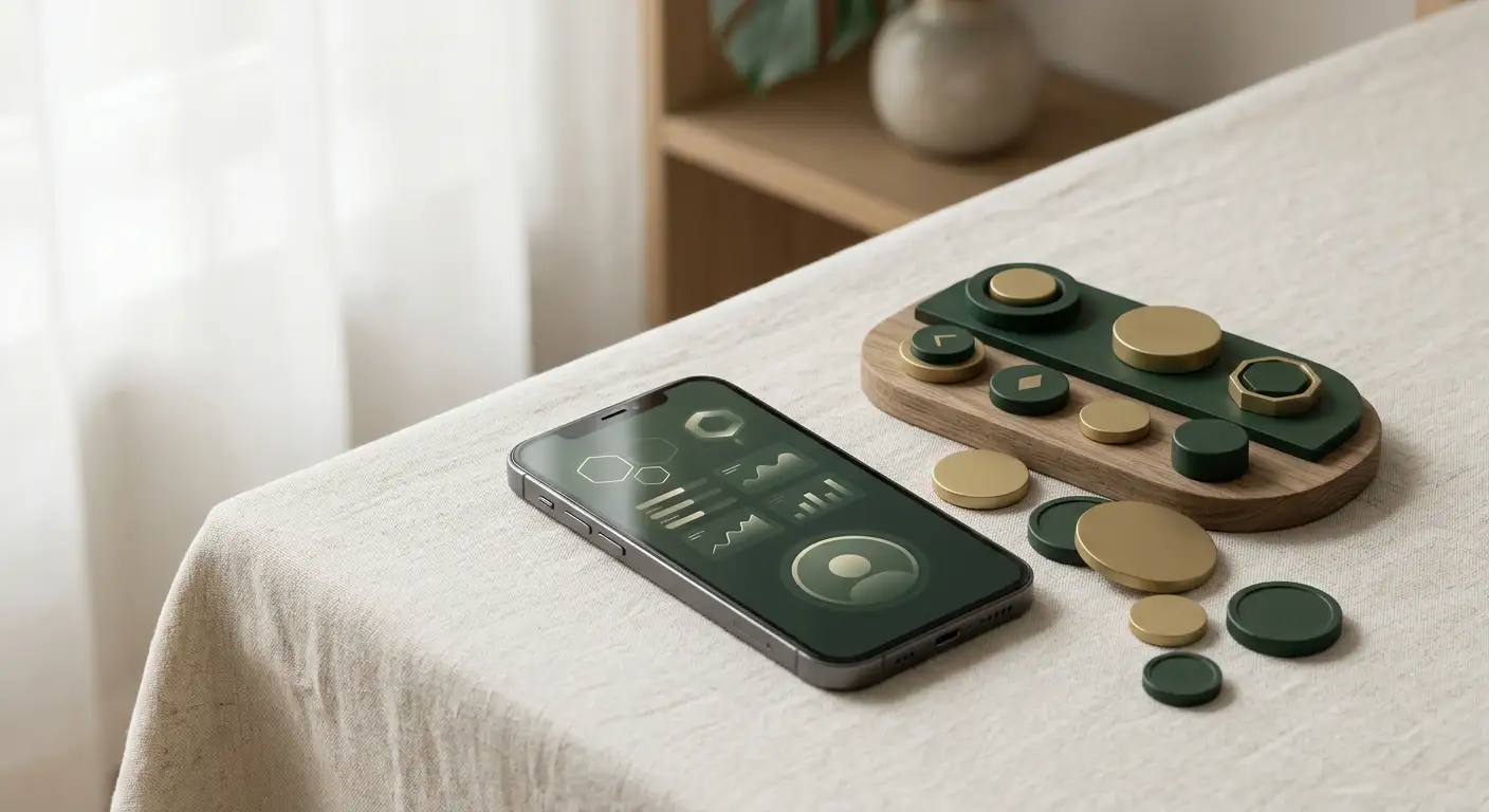 Illustration af onlinecasino på mobil med danske kroner som kontekst